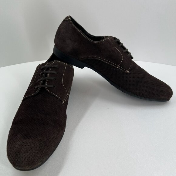 Bugatchi Suede Perforated Derby Dress Shoes Mens 10 Lace Up  display picture 1
